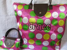 Inspired by longchamp, a fold up tote that can be monogrammed or personlalized.