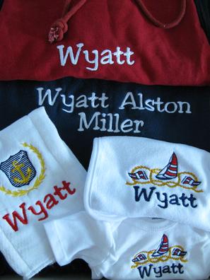Super Baby Set comes personalized with a full name or monogram on each item.