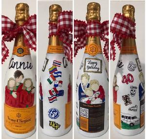 Hand painted champagne bottle; monogrammed champagne bottle; personalized champagne bottle; birthday champagne; wedding champagne