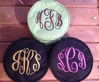 Monogrammed jewelry case.