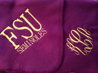 College throw, monogrammed, environmentally friendly