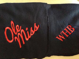 College throw, monogrammed for him, environmentally friendly